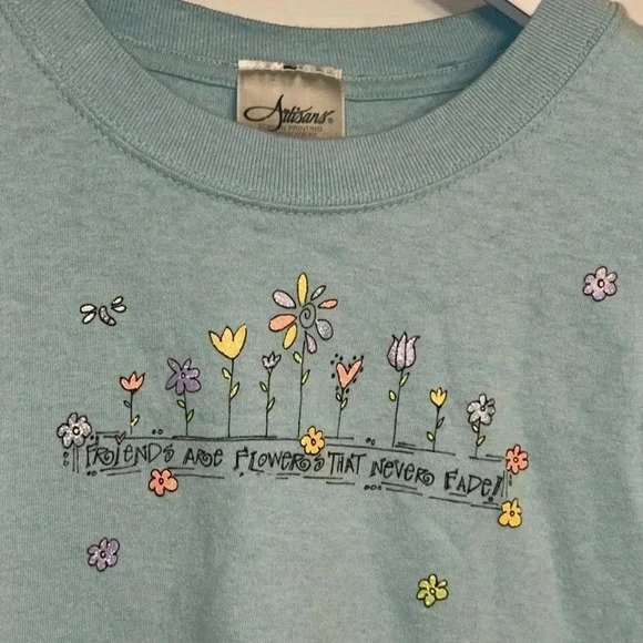 vintage artisans friends are flowers that never fade tshirt blue short sleeve XL - Picture 1 of 4